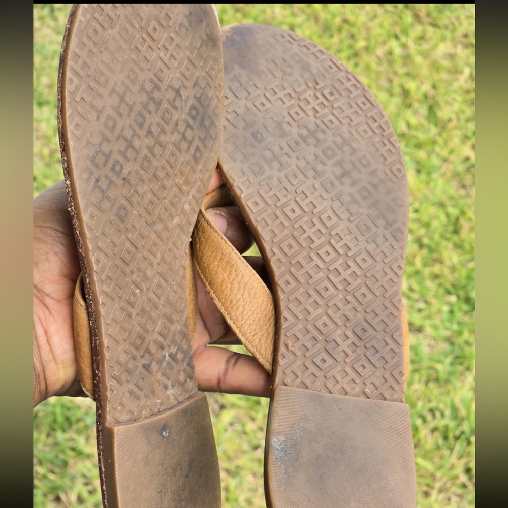 Tory Burch Sandals Size 9 Women Gold Brown Flats Casual - Picture 9 of 11